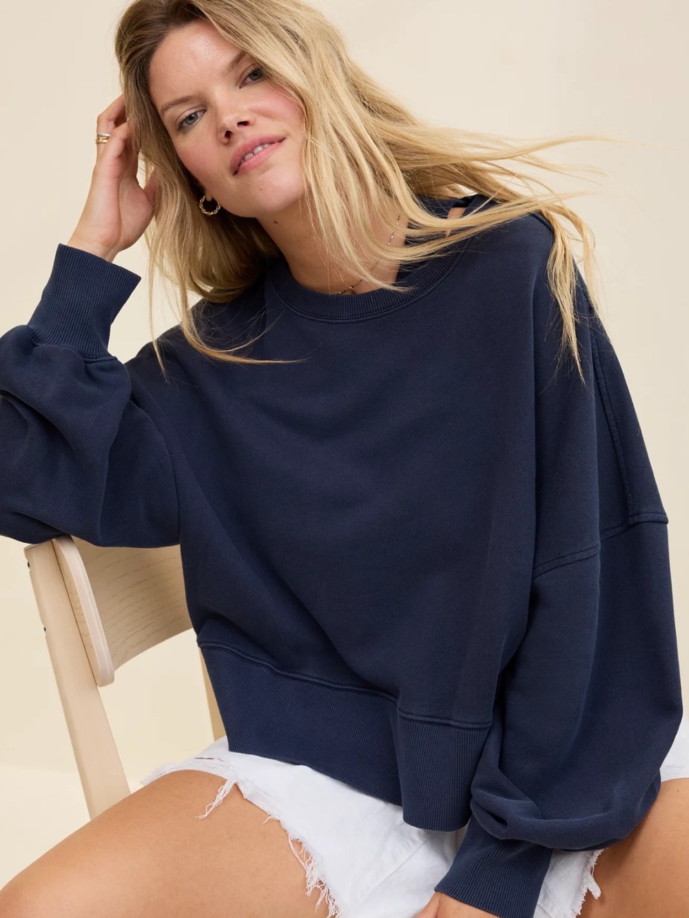 NWOT Navy Aerie Classic Crew Sweatshirt